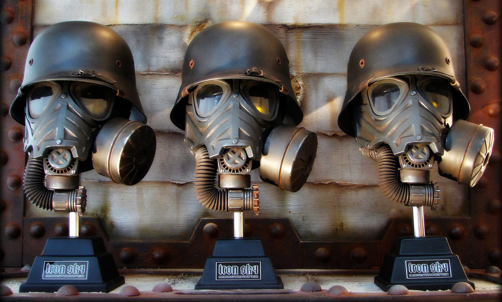 three helmets